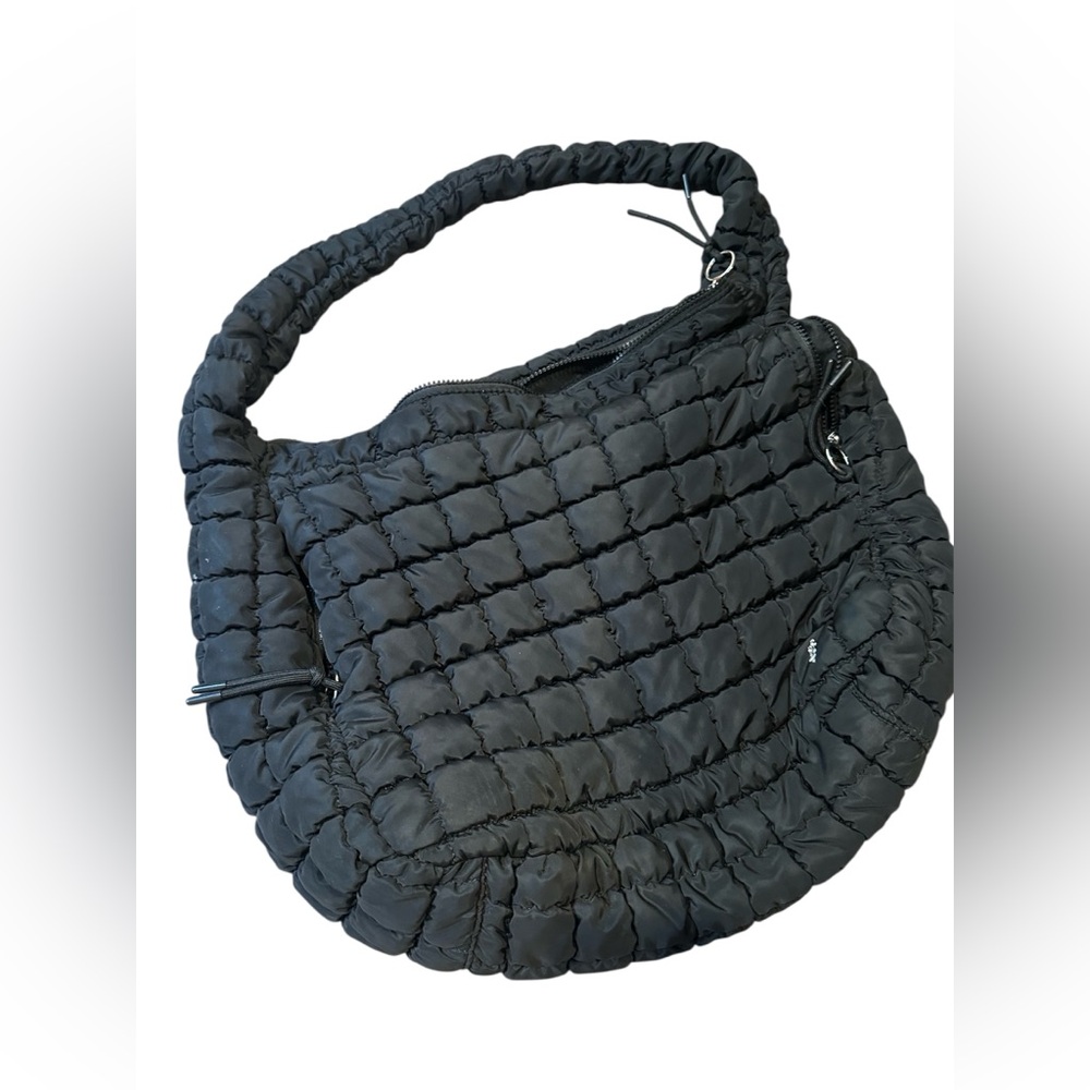 Free People Quilted Dolman Hobo Bag – Black Puffy Shoulder Bag